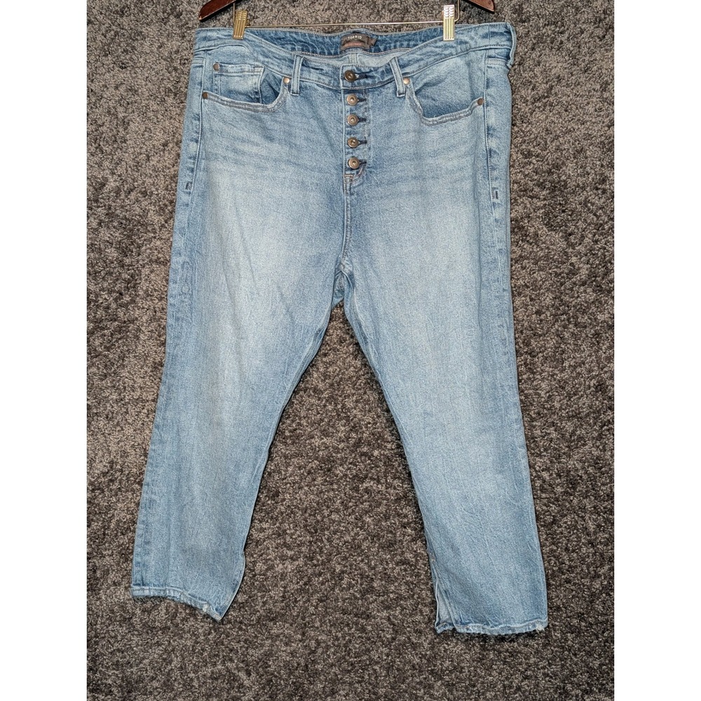 Torrid High Rise Straight Jeans Womens 16S Light Blue Excellent Button Fly Denim